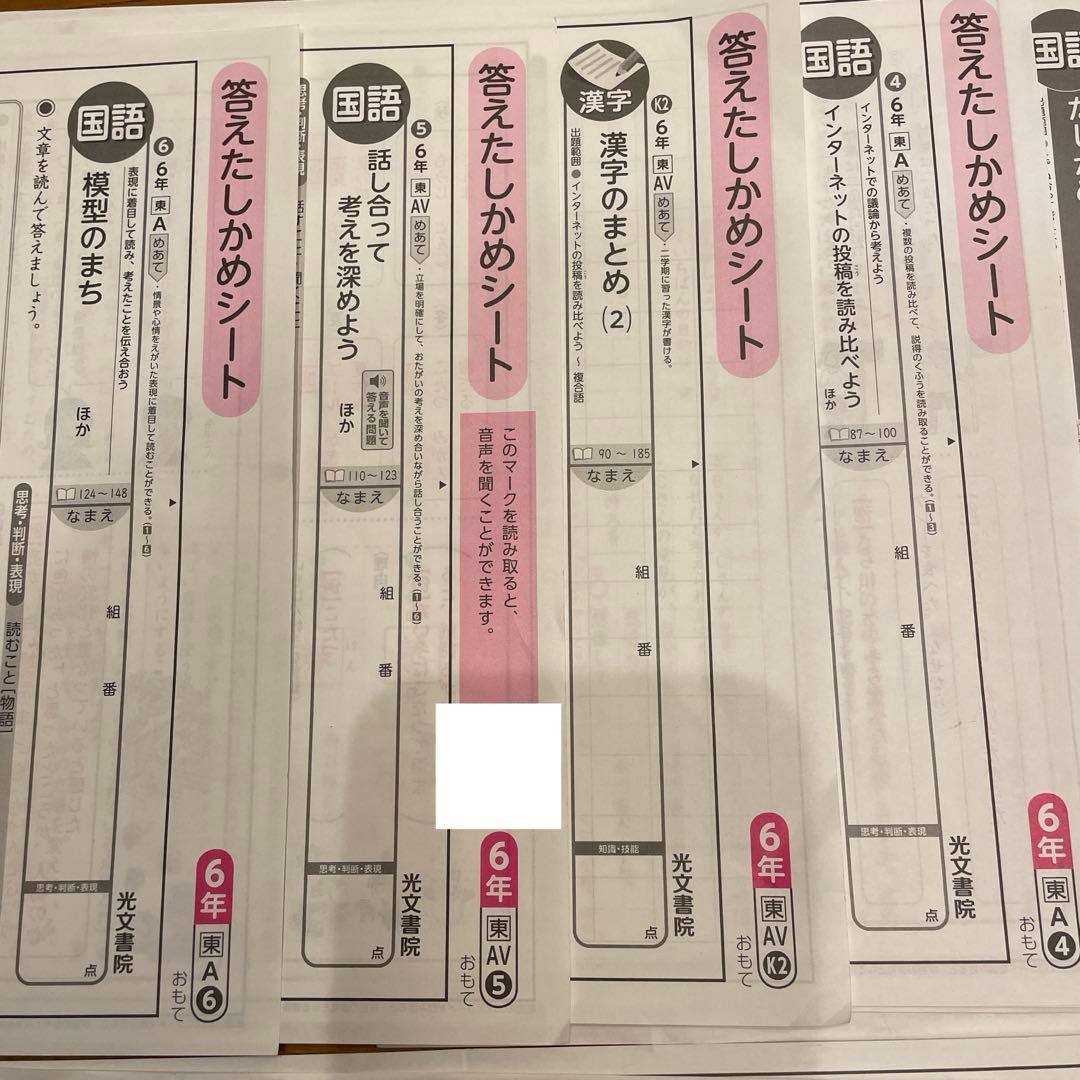 ‼️最新版 ‼️2025年度 小6 国語 カラーテスト解答 光文書院(17枚)