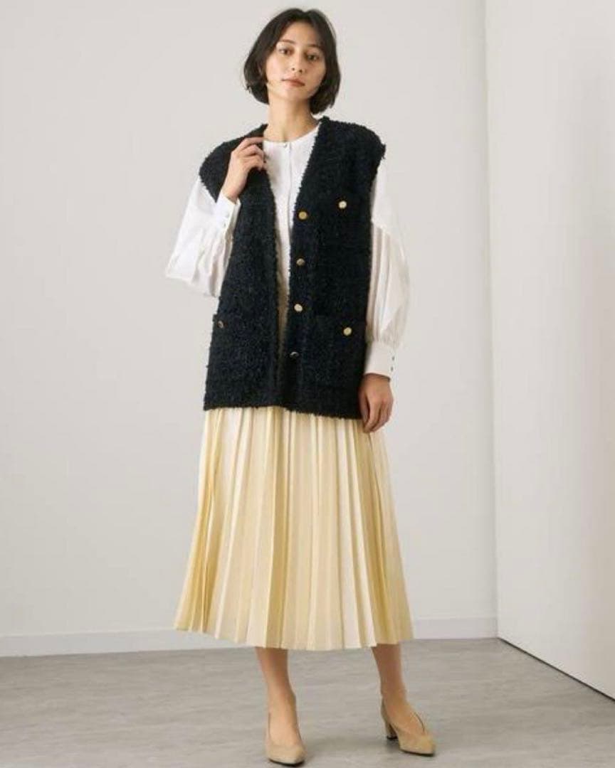 【美品】ANAYI ツイードニットジレ 38