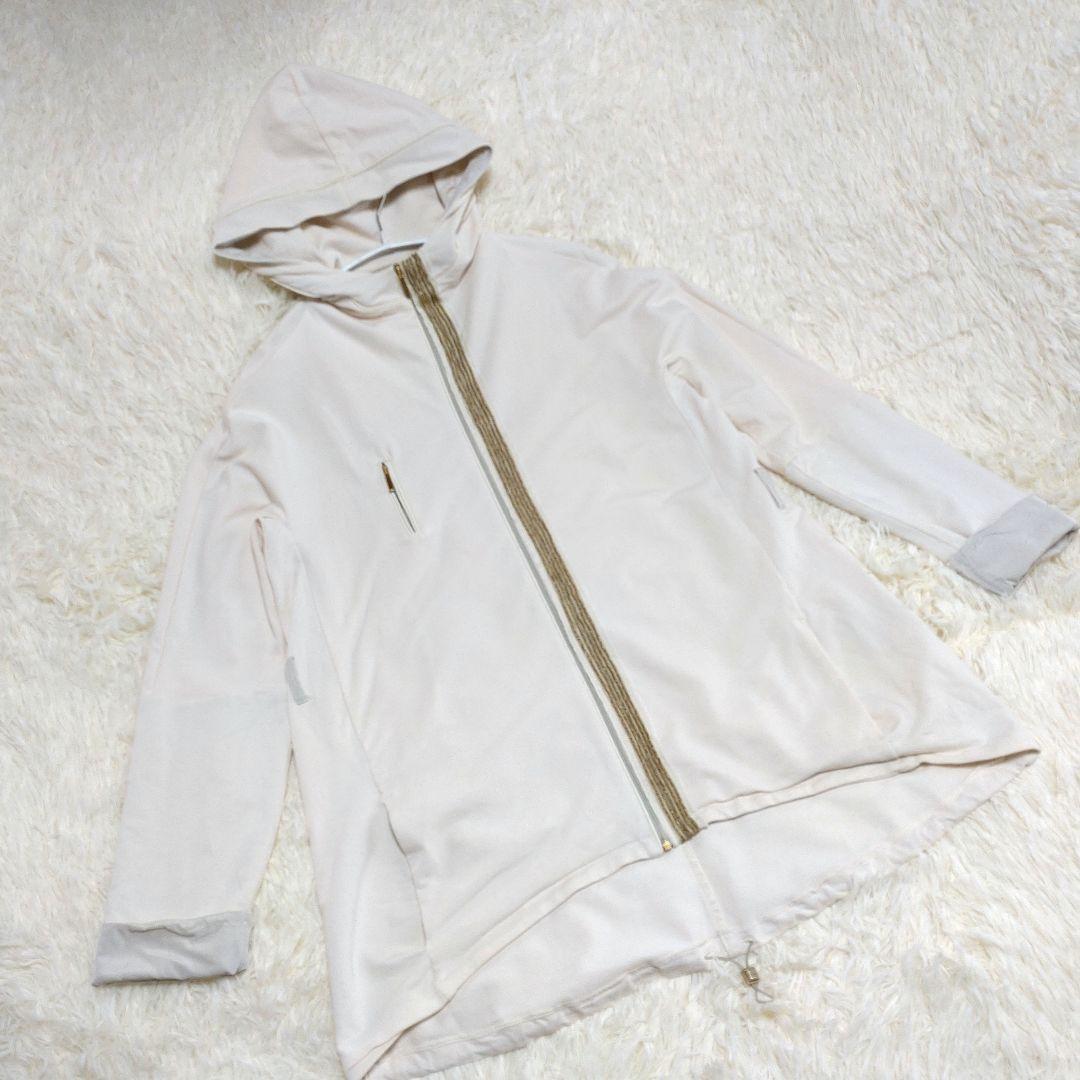 'S MaxMara*オフホワイト*ビジュー付き*ロングパーカー*フード付き*M