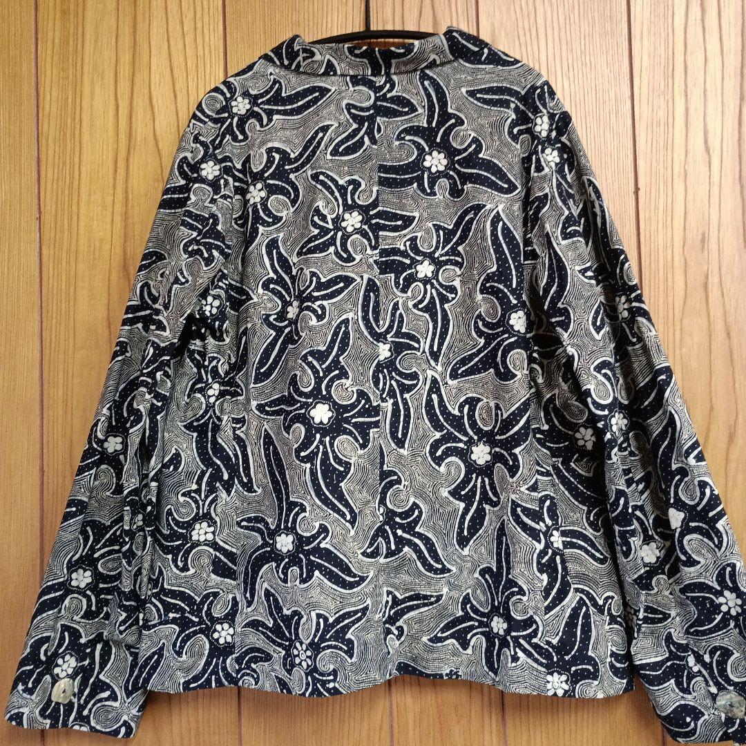 ジャワ更紗 ジャケット コットン ネイビー 総柄 日本製 オリジナル品