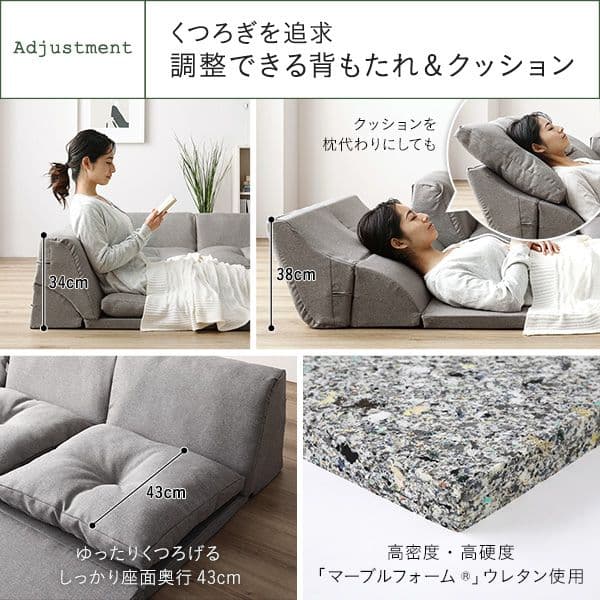 日本製 フロアマット付き ソファセット 【ブルー 】麻風織り生地
