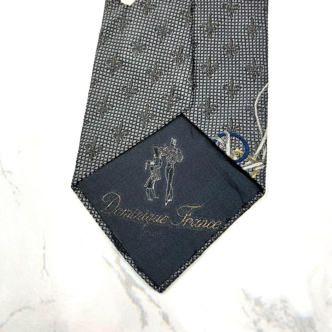 ◆美品◆Dominique France ネクタイ グレー マリン柄 高級感