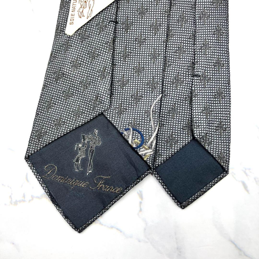◆美品◆Dominique France ネクタイ グレー マリン柄 高級感