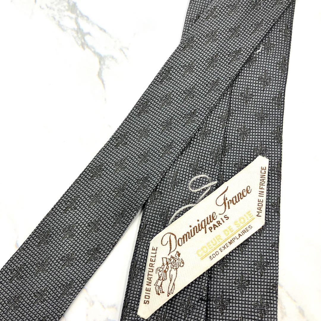 ◆美品◆Dominique France ネクタイ グレー マリン柄 高級感