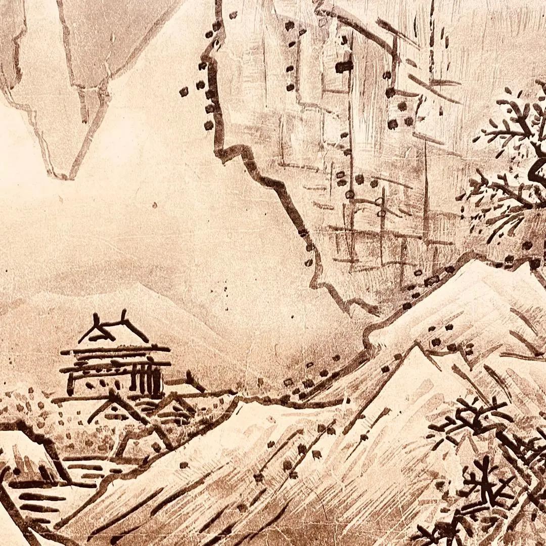 3052 雪舟 「秋冬山水図（冬）」 工芸印刷 紙本 日本画 掛軸 おもてなし
