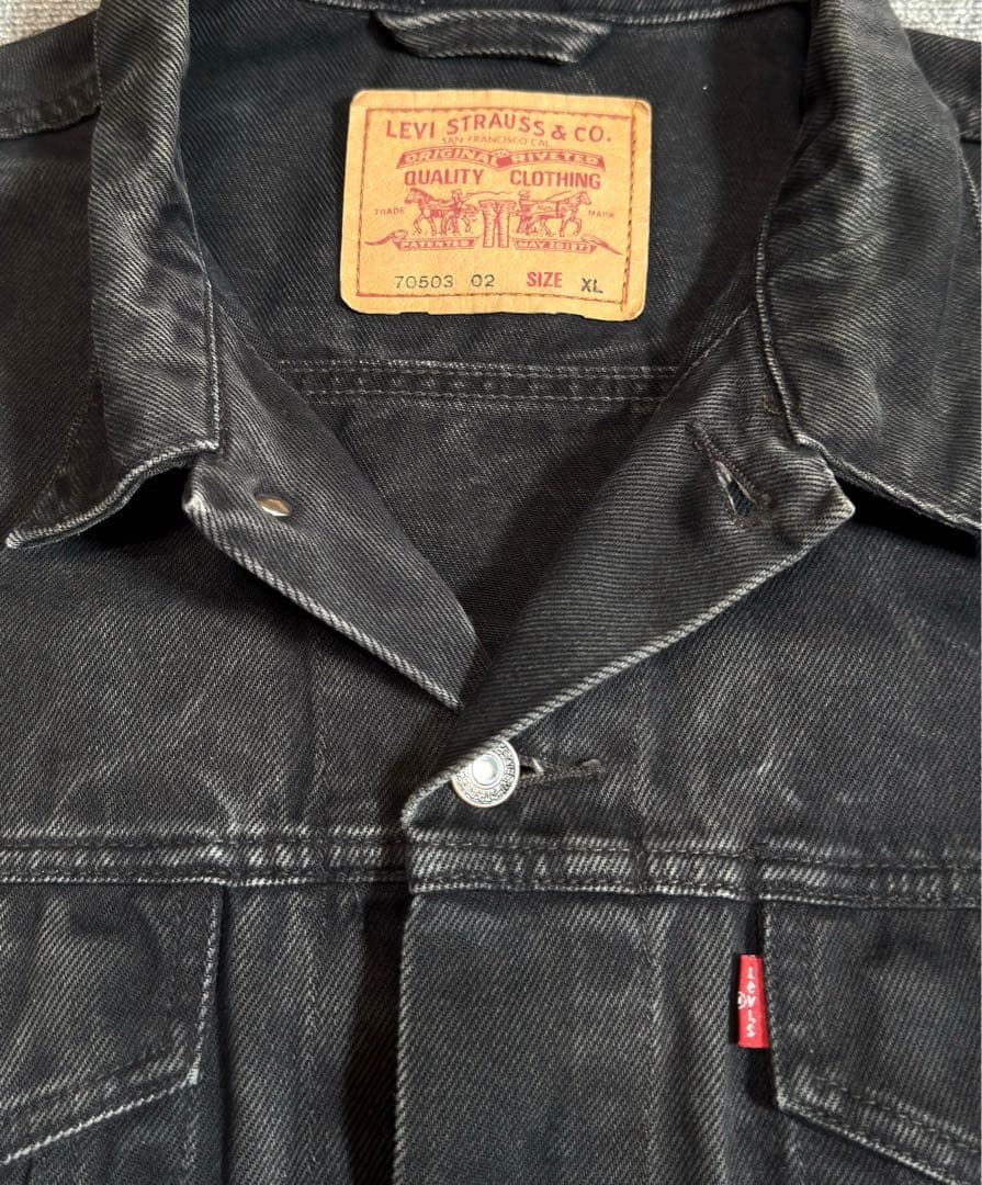 00s Euro Levis 後染め ブラック デニムジャケット Gジャン