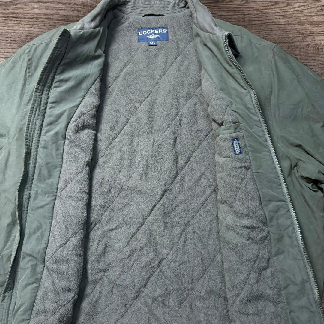 DOCKERSドッカーズナイロン×レザーフリースハリントンXXL襟レザー