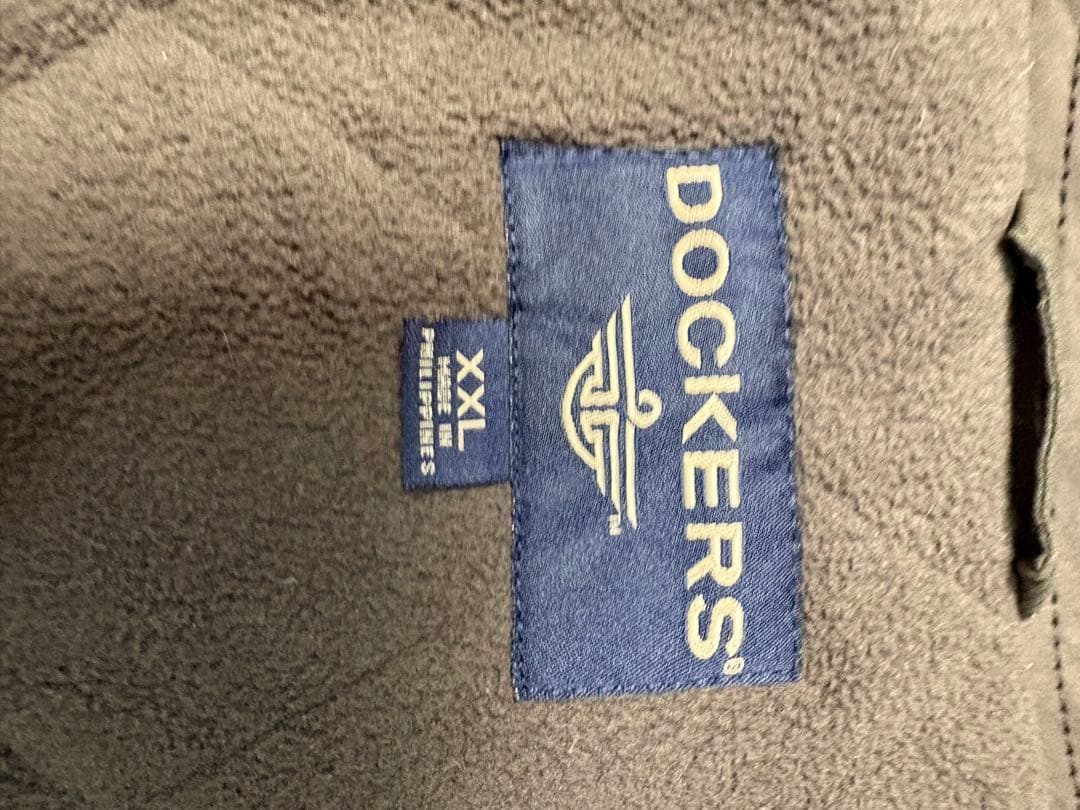 DOCKERSドッカーズナイロン×レザーフリースハリントンXXL襟レザー