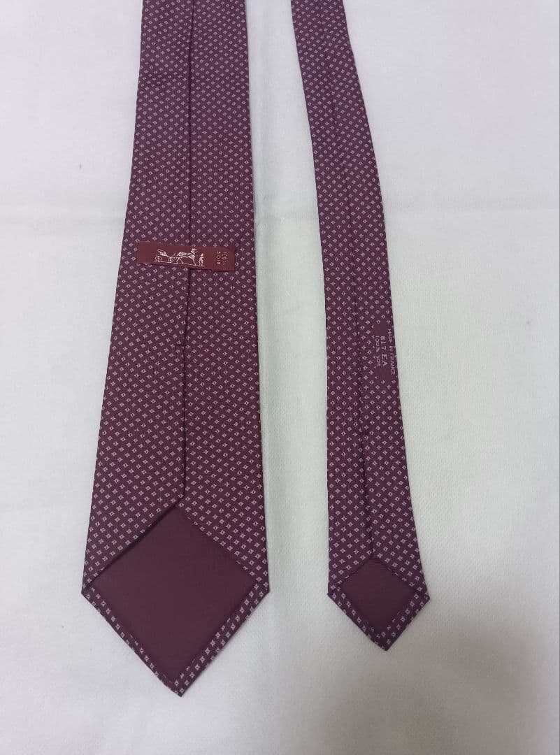 【未使用】HERMES　エルメス　ネクタイ　エンジ　大検幅8.5㌢　　ダンヒル