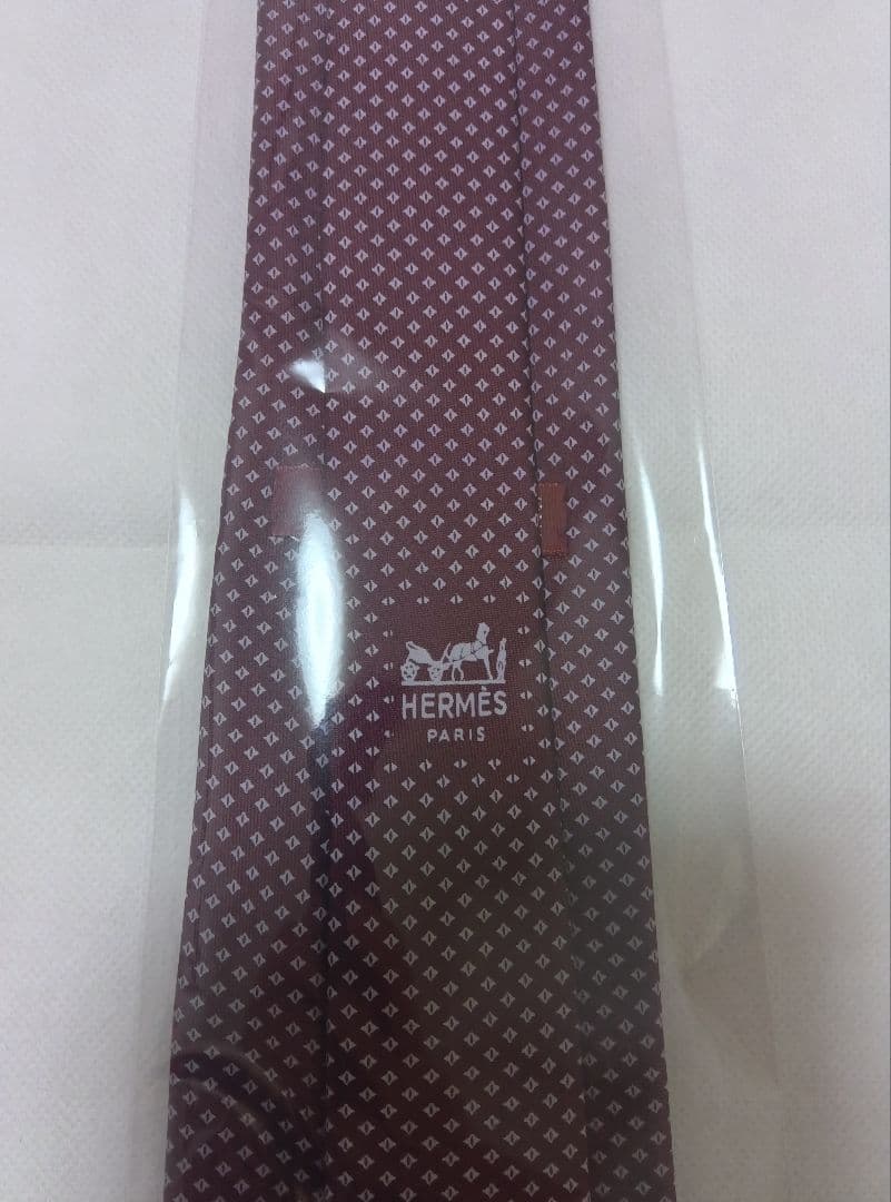 【未使用】HERMES　エルメス　ネクタイ　エンジ　大検幅8.5㌢　　ダンヒル