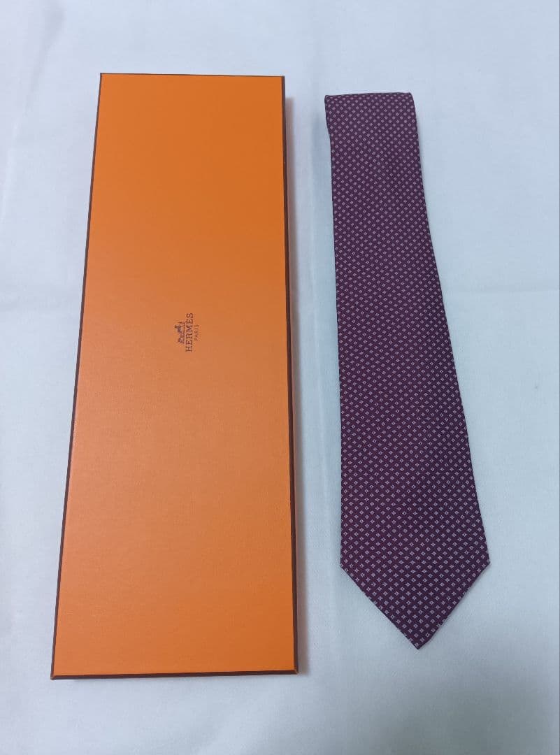 【未使用】HERMES　エルメス　ネクタイ　エンジ　大検幅8.5㌢　　ダンヒル