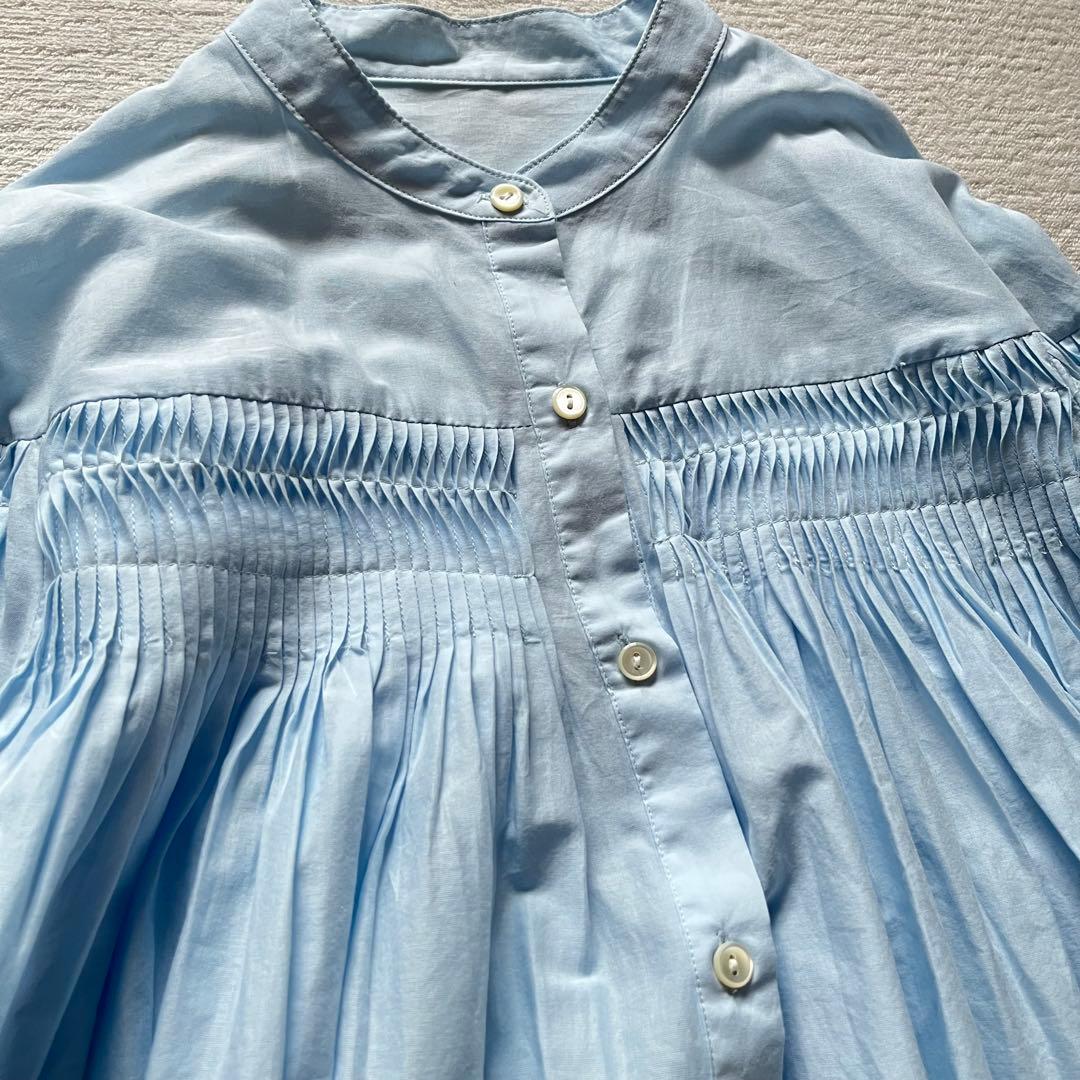 極美品 ジャーナルスタンダード ローンピンタック ブラウス 薄手 ブルー