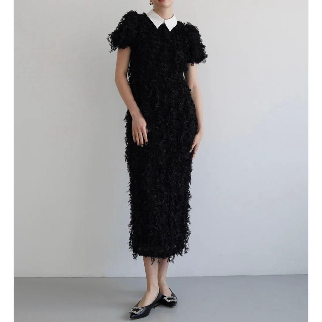 ワンピース Acka lame fringe puff dress3286