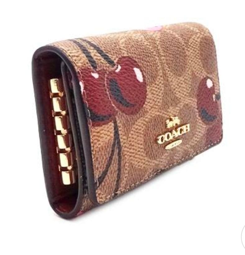 COACH チェリー柄 レザーキーケース
