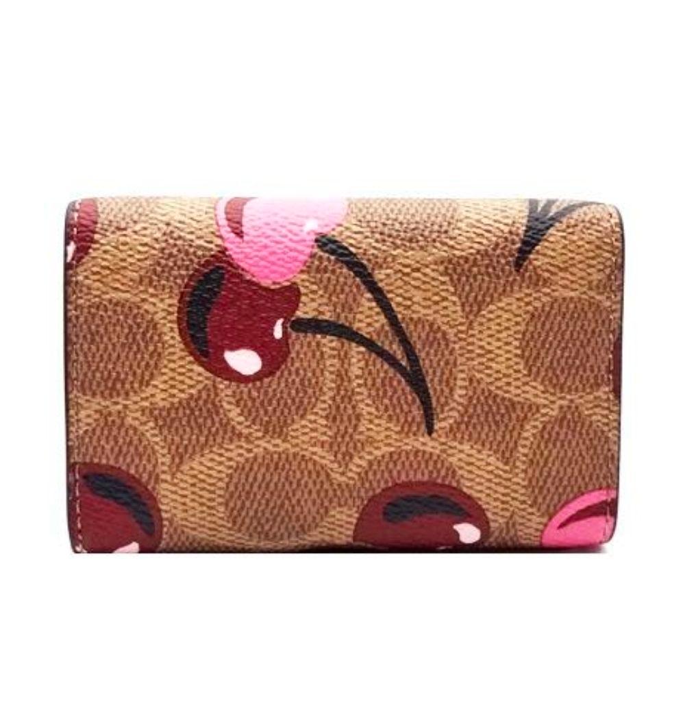 COACH チェリー柄 レザーキーケース