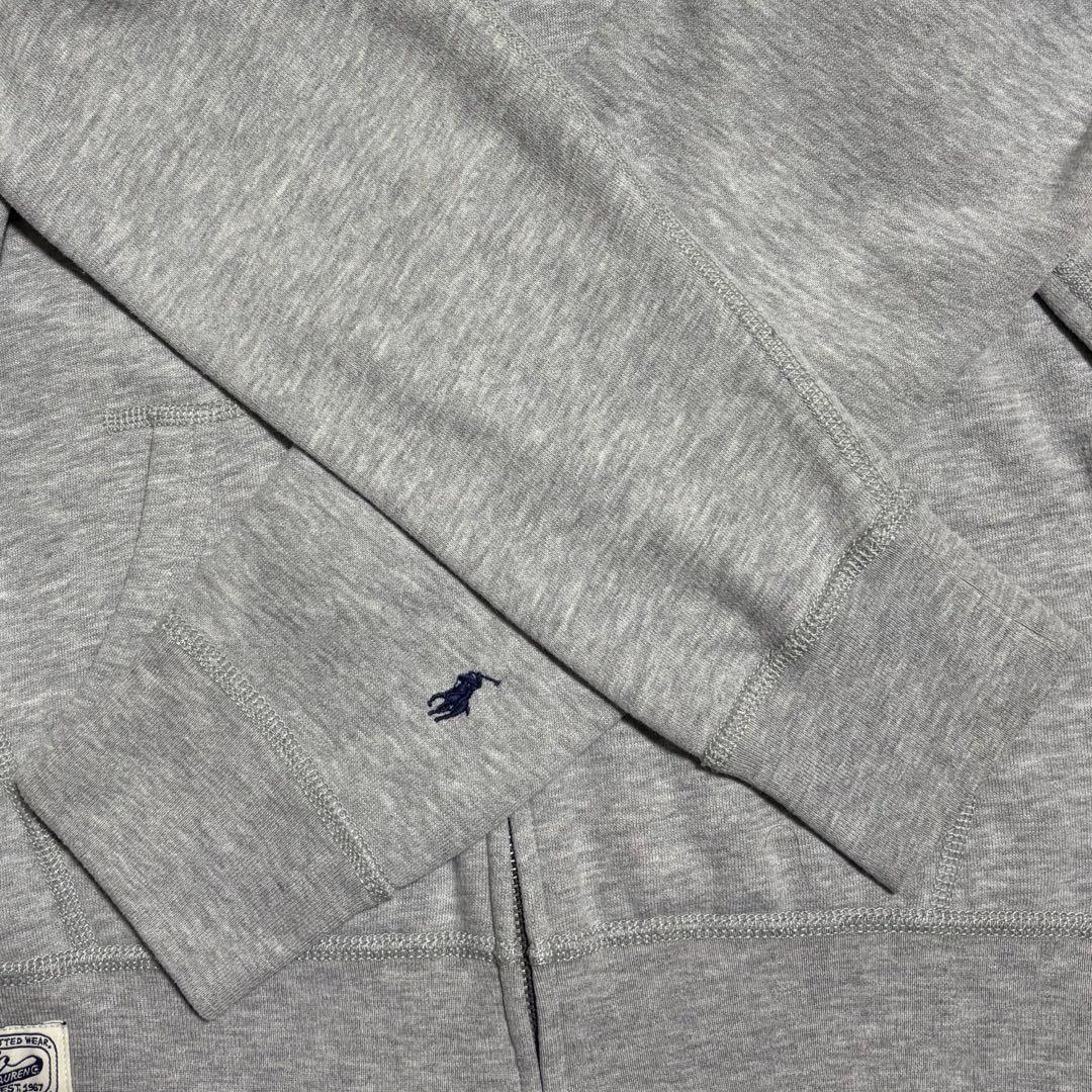 POLO ラルフローレン ジップパーカー 刺繍ロゴ グレー Y2K L