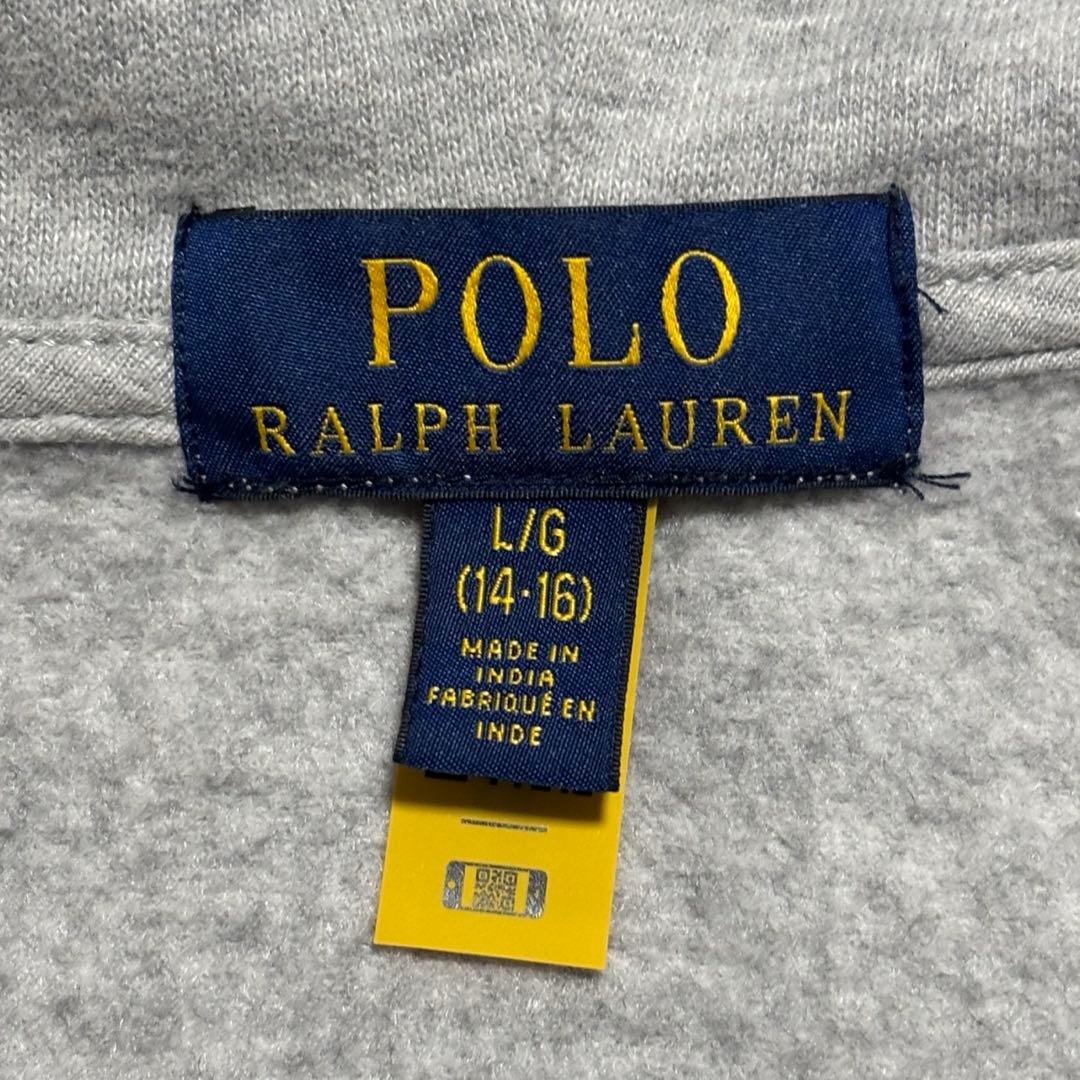 POLO ラルフローレン ジップパーカー 刺繍ロゴ グレー Y2K L