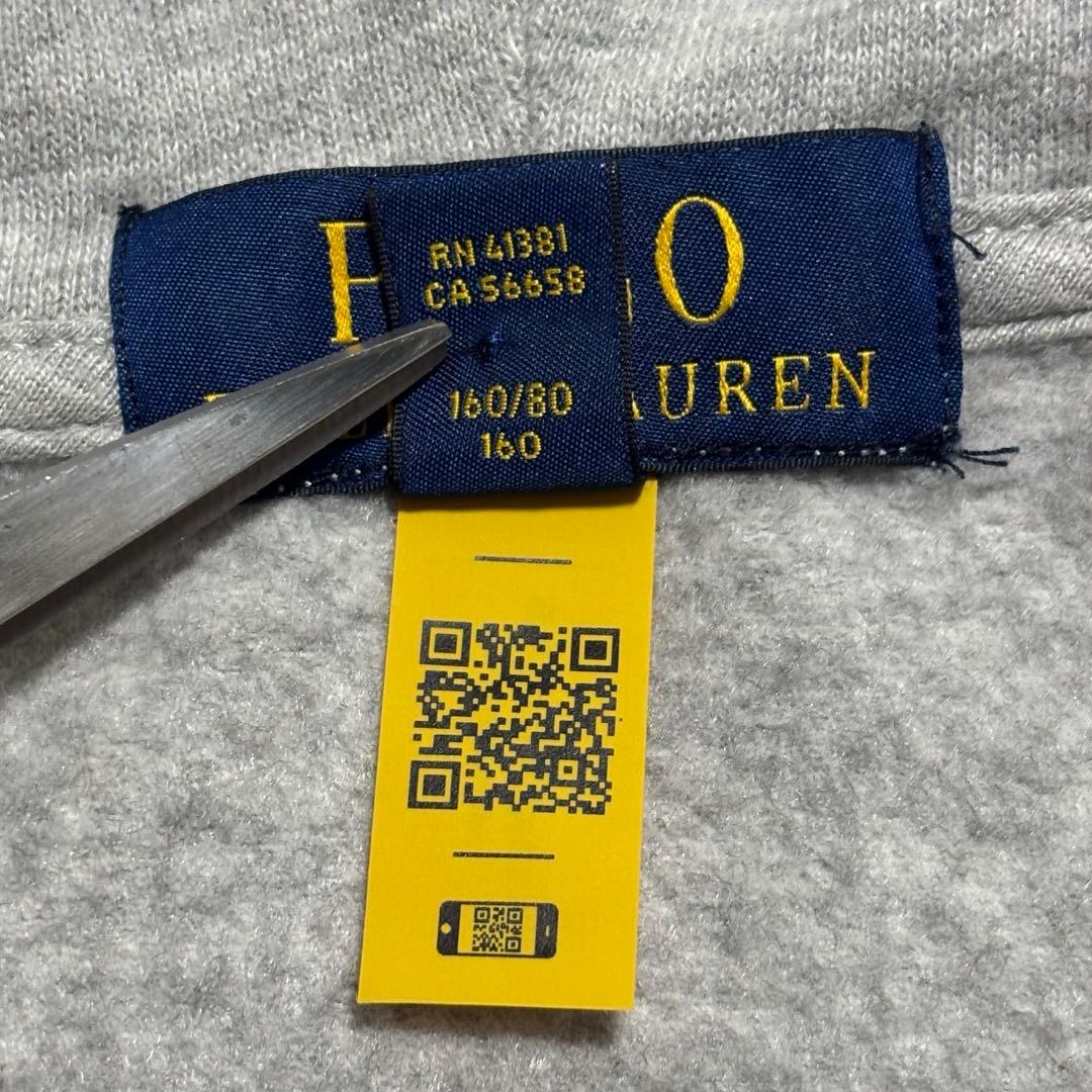 POLO ラルフローレン ジップパーカー 刺繍ロゴ グレー Y2K L