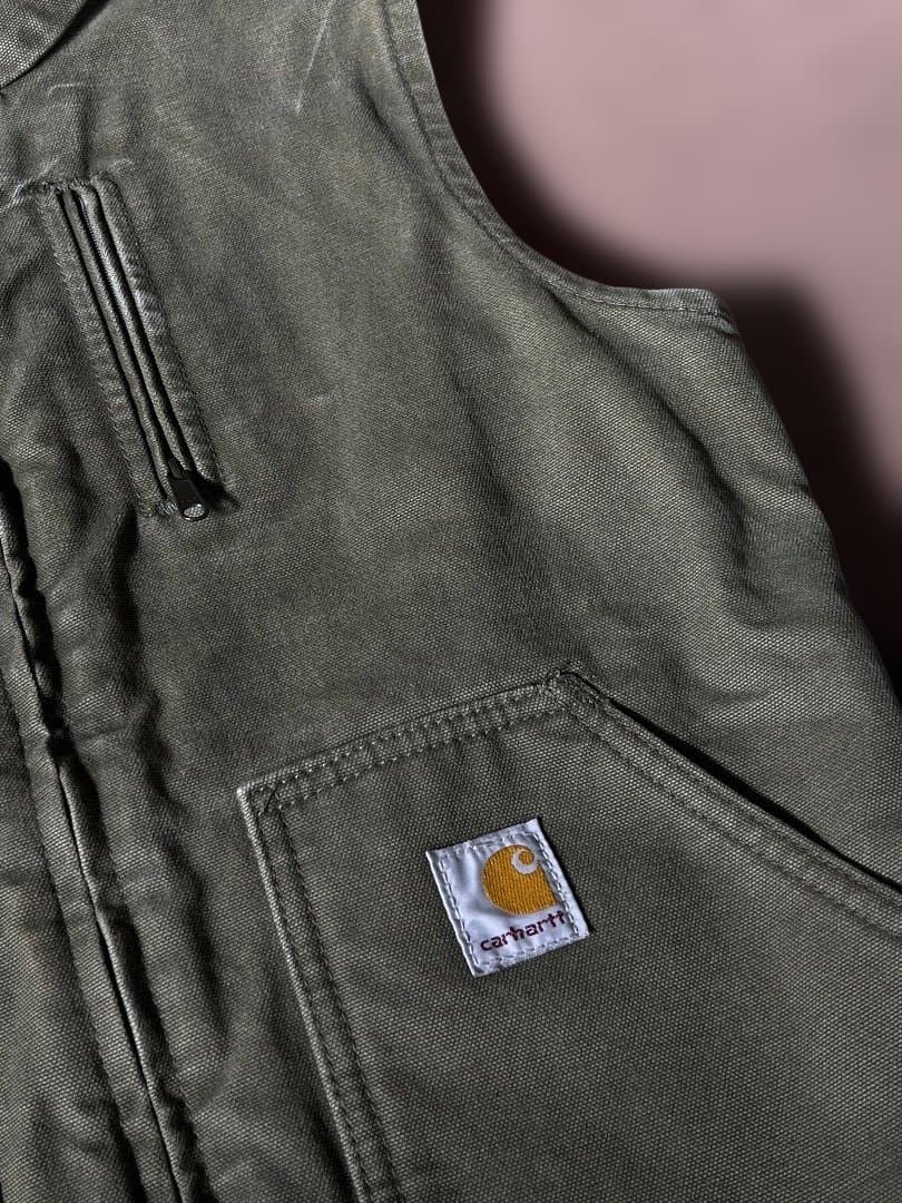 Carhartt カーハート ダック ベスト 裏地フリース グリーン