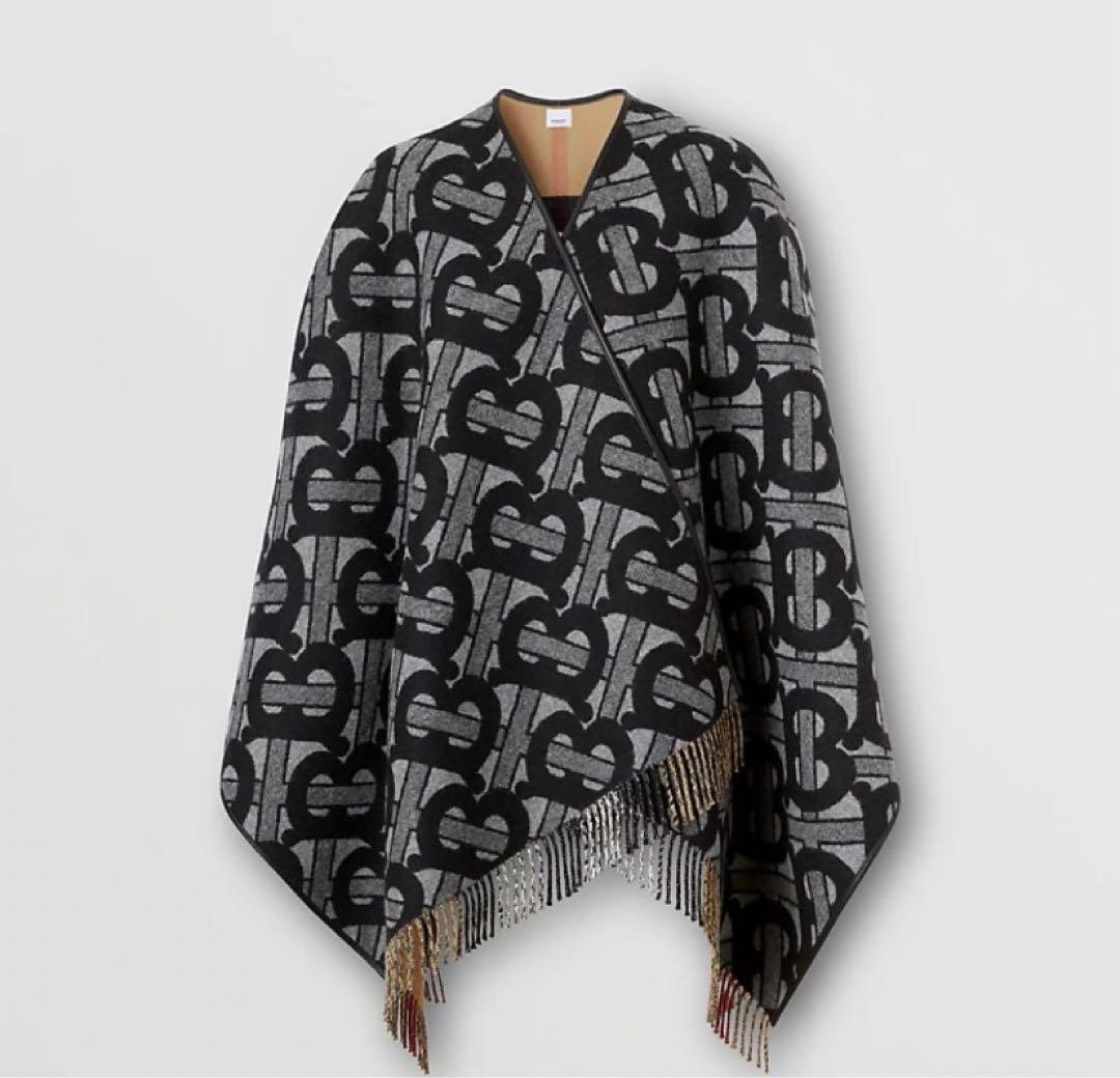 Burberryモノグラム ウールカシミア ジャカードケープ