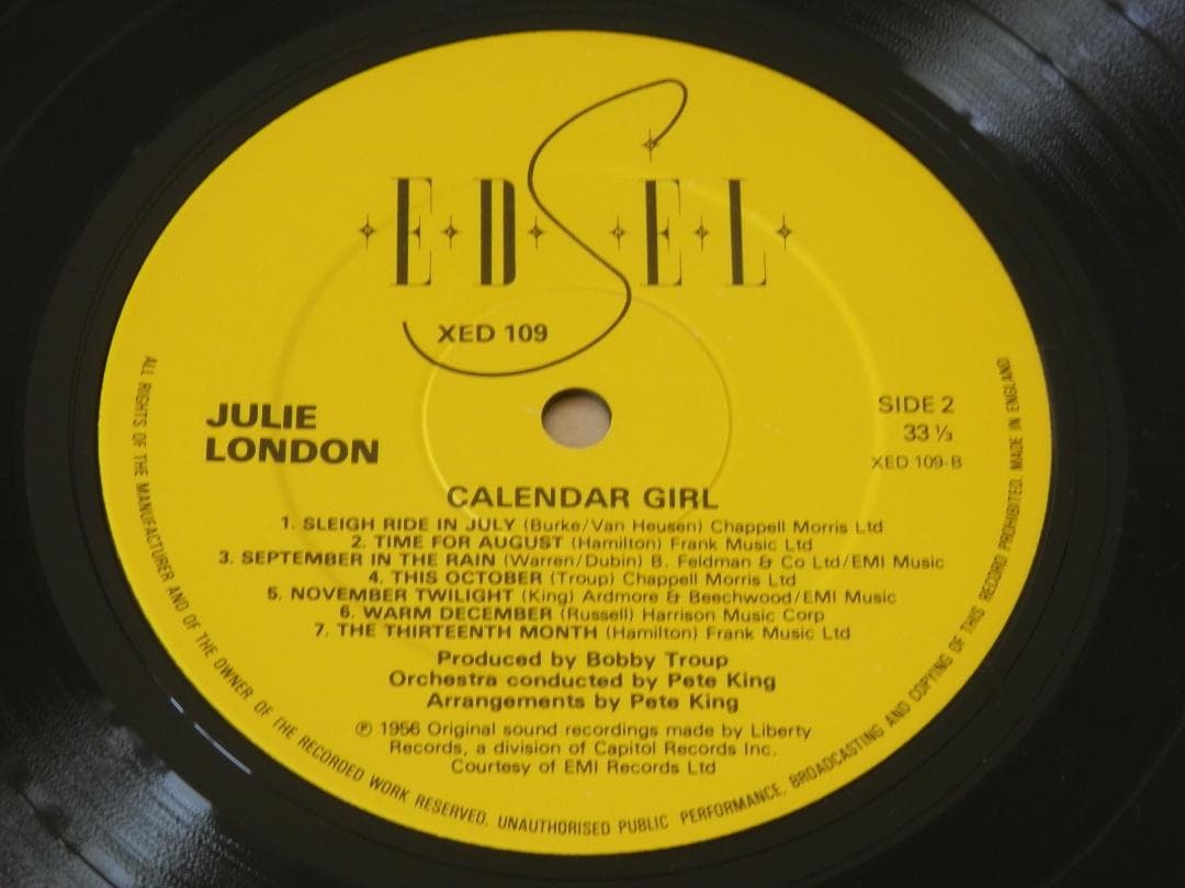 カレンダー・ガール / ジュリー・ロンドン　UK　直輸入盤　LPレコード