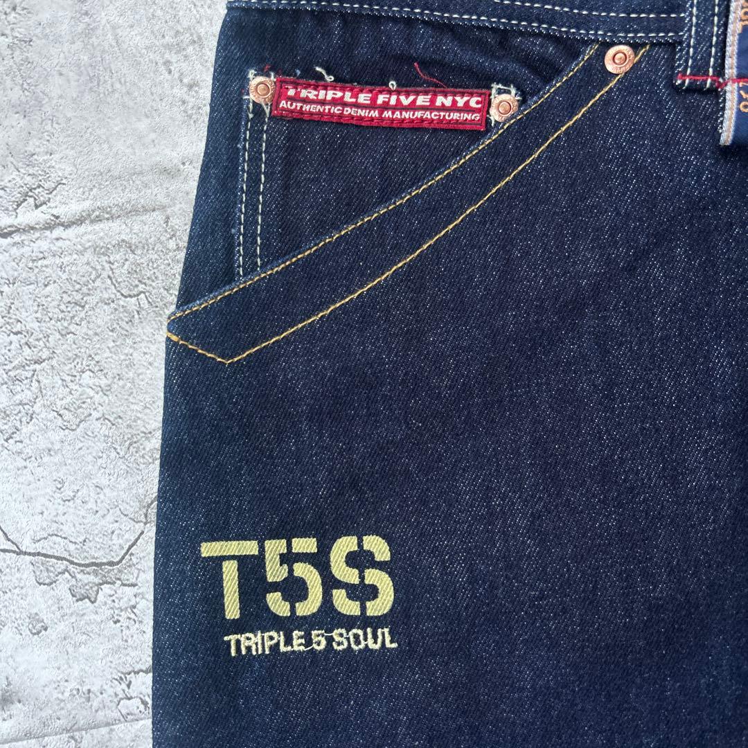 濃紺　90s triple five soul デニムパンツ　ペインターパンツ