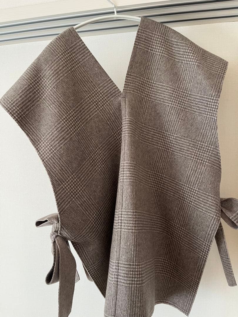 【美品】 yori ヨリ グレンチェック リバーシブルジレ