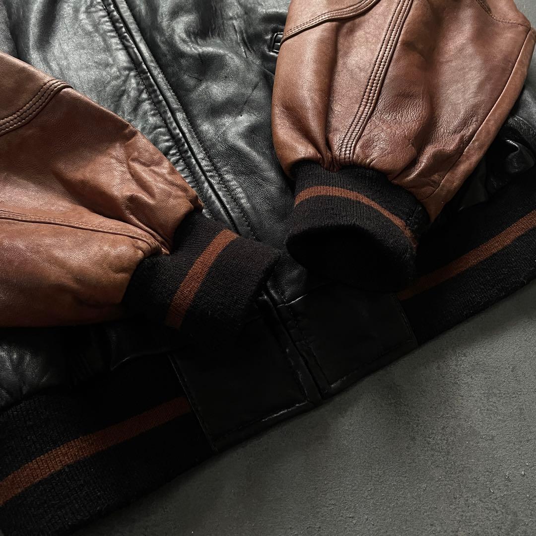 Black×Brown“Switching“羊革“bomber jacket
