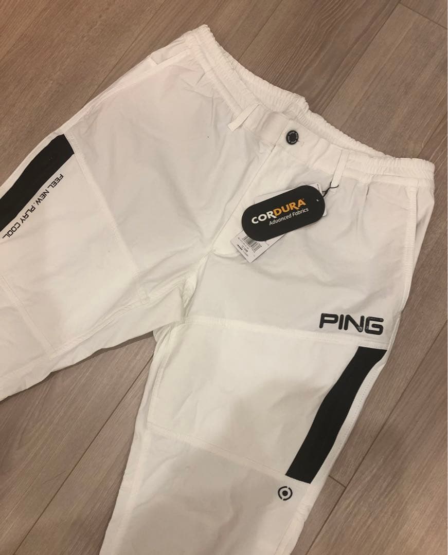 新品 PING コーデュラテーパードパンツ ホワイトメンズ XL