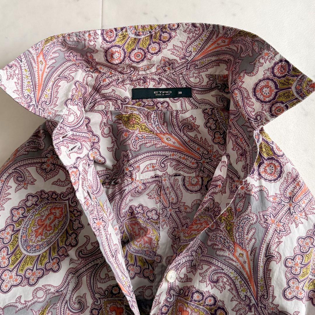 美品 エトロ ペイズリー柄 コットン混 レギュラーカラーシャツ◆38