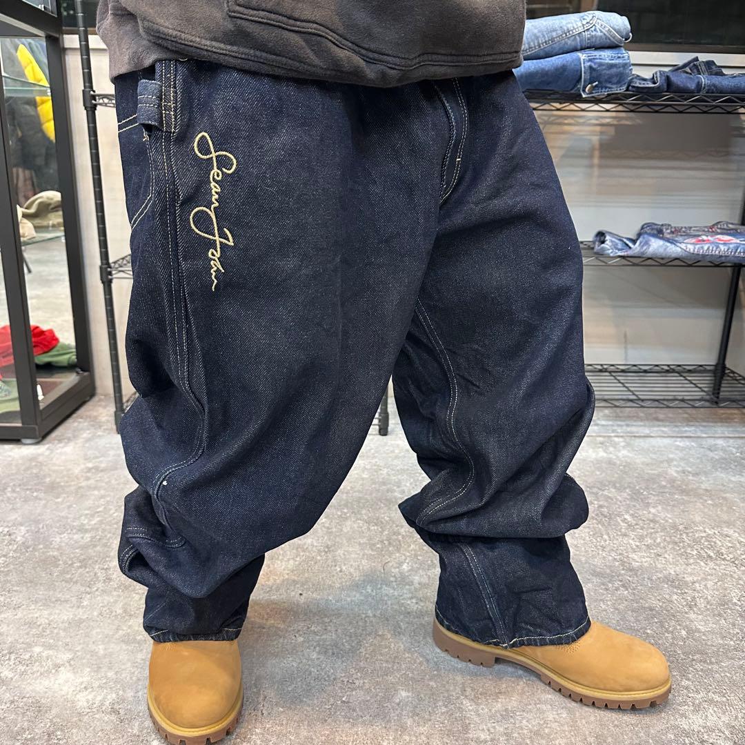 Sean John ショーンジョン　ヒップホップ　刺繍ロゴ　デニムパンツ　濃紺