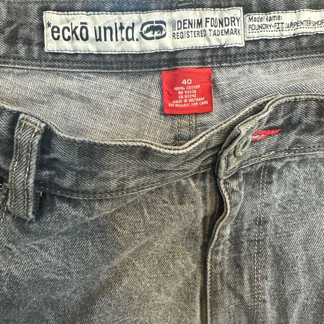 ECKO UNLTD エコー　極太　ブラック　ペインターデニムショーツ