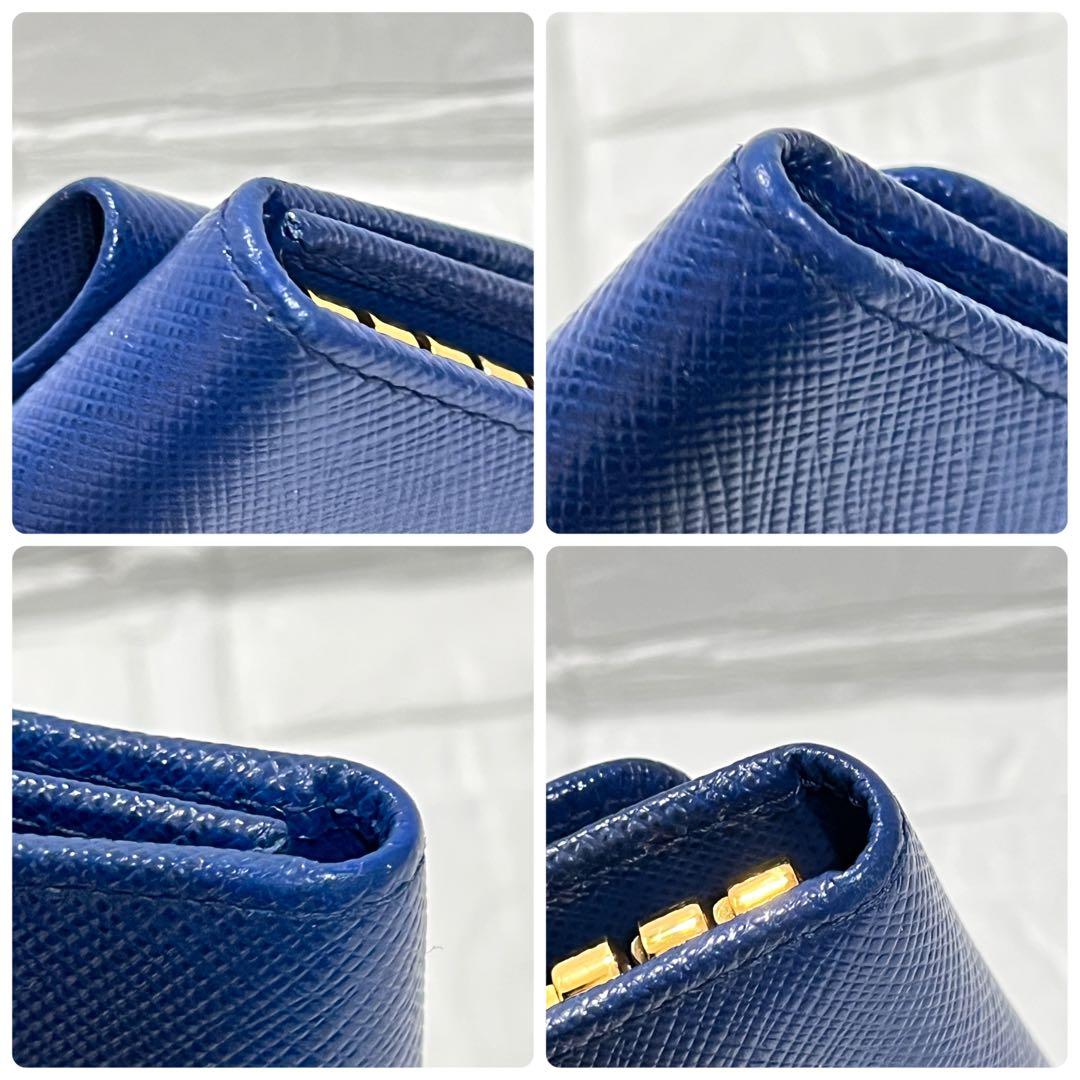 美品✨PRADA キーケース　フィオッコ　ネイビー　メタルロゴ　6連