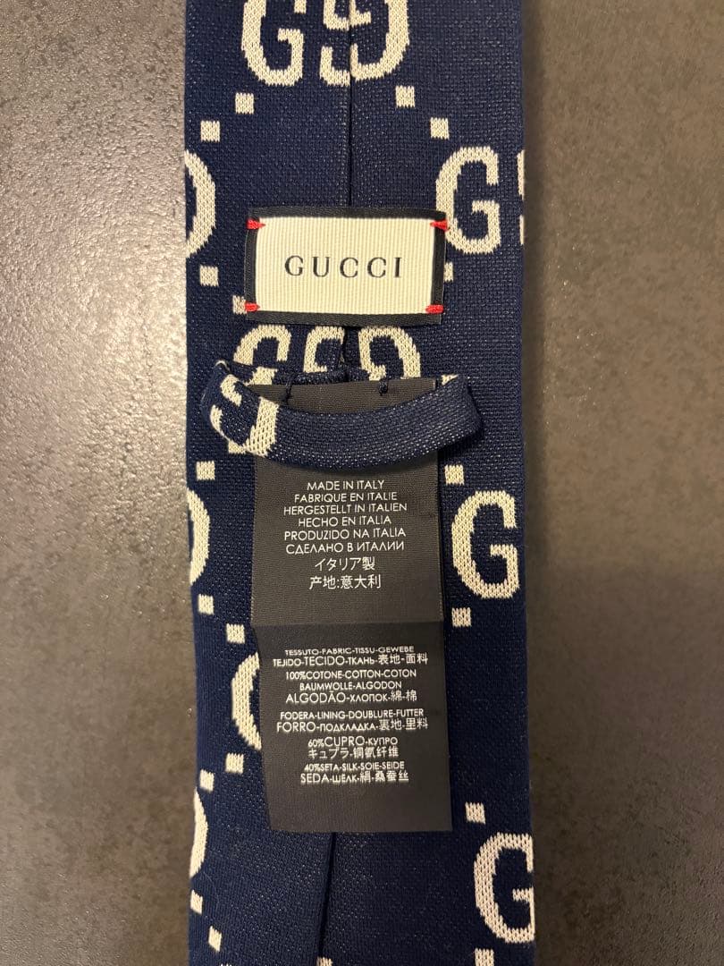 ［レア］GUCCI GGロゴ ネクタイ ネイビー