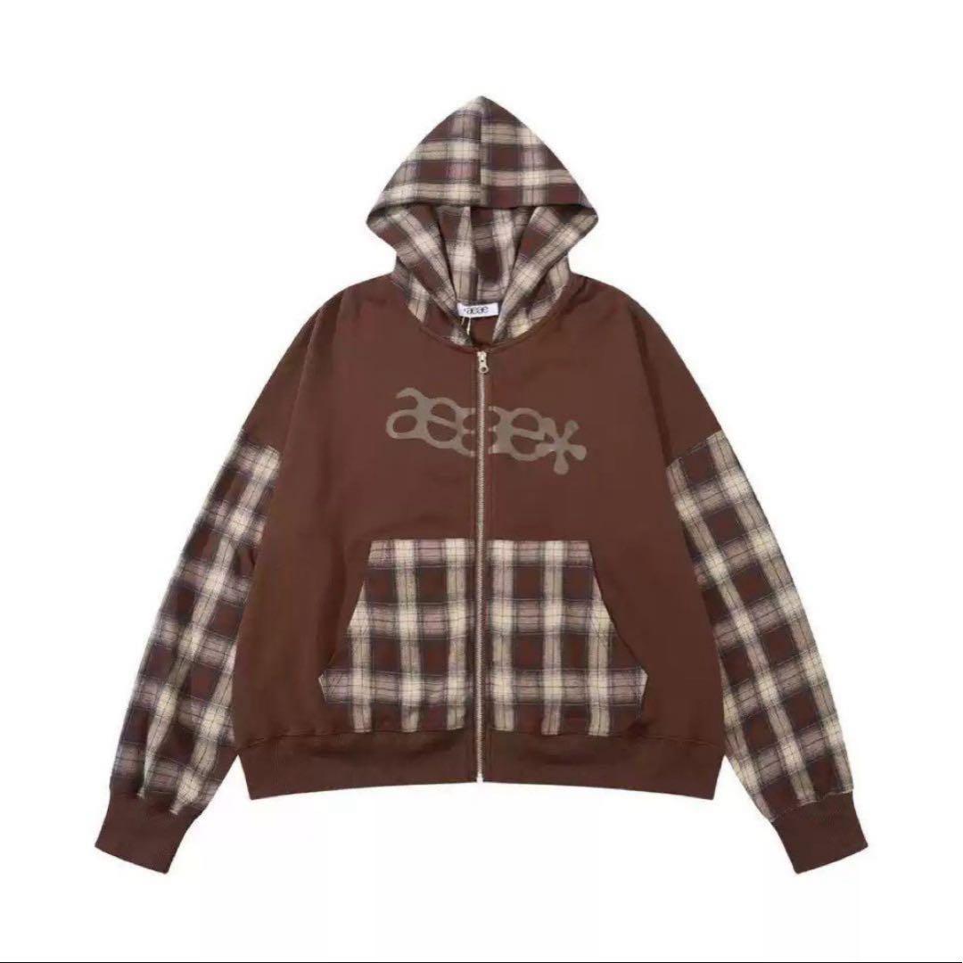 AEAE EE CHECK PATCHWORK HOOD ZIP-UP パーカー