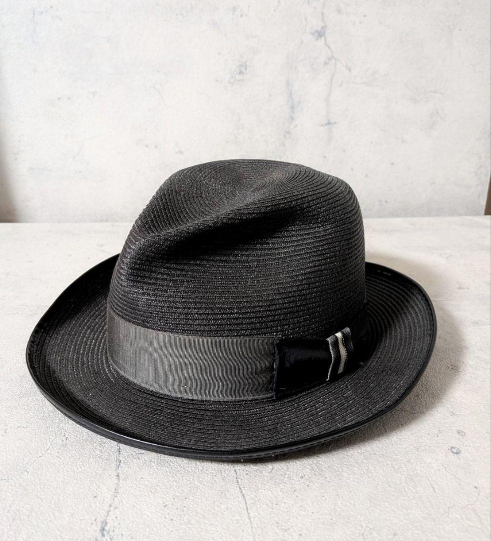 STETSON ステットソン ストローハット カンカン帽 60-7 1/2 黒