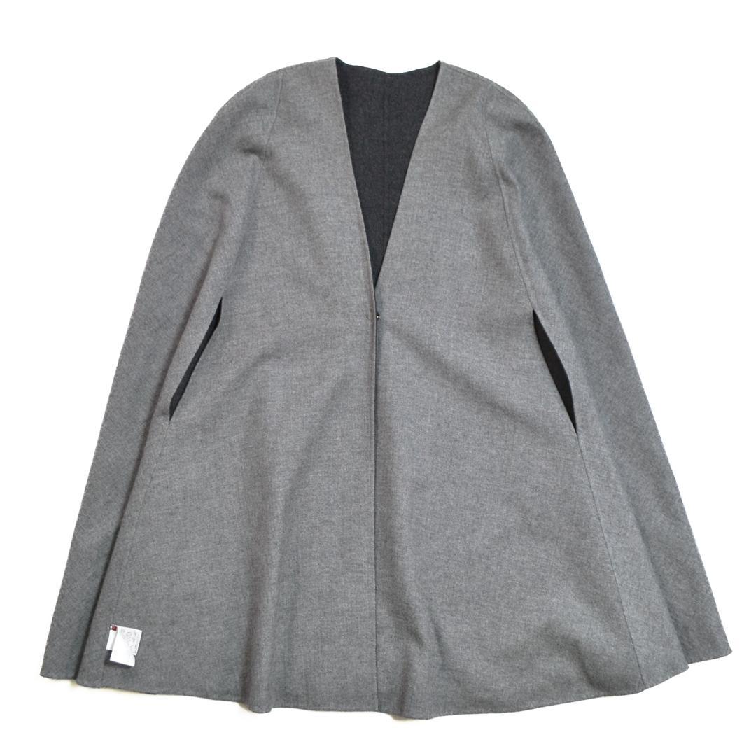 【極美品】AMACAアマカ ウール混リバーシブルケープコートMグレー