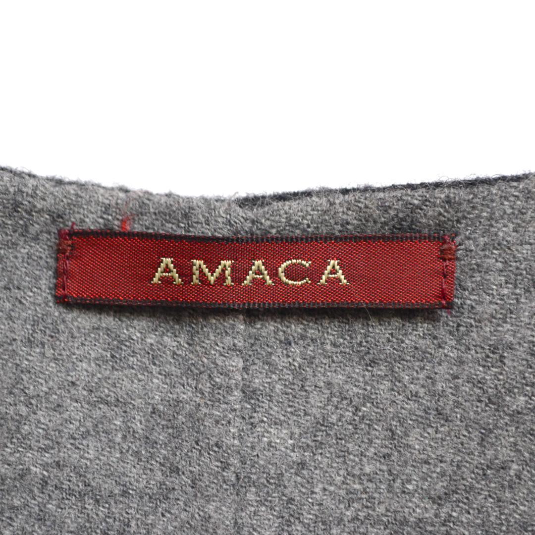 【極美品】AMACAアマカ ウール混リバーシブルケープコートMグレー