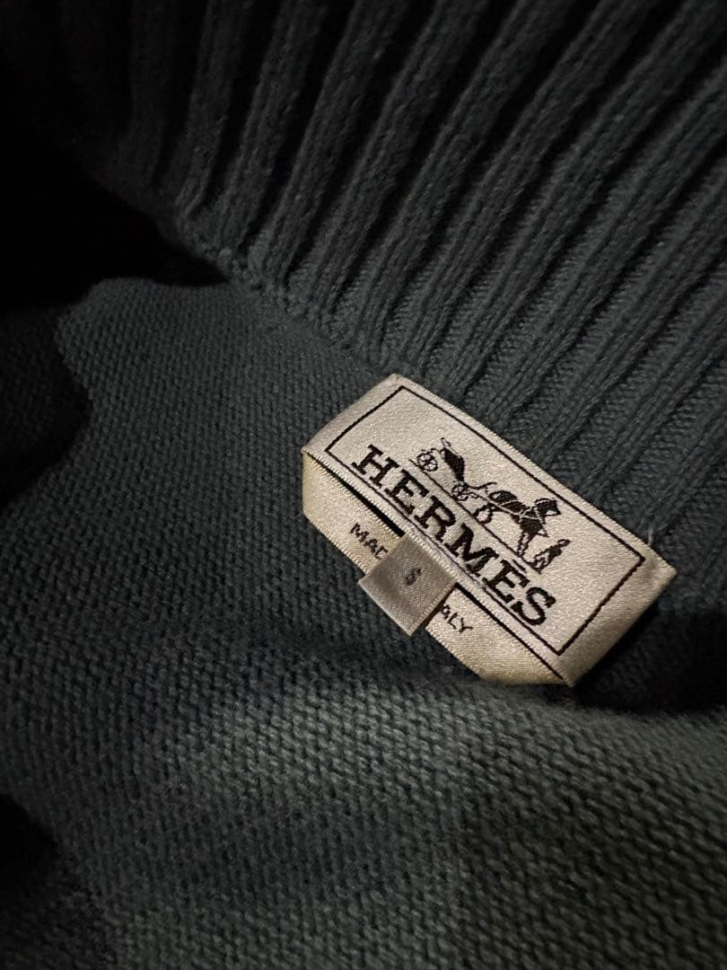 ジャケット・アウター HERMES suede leather ds knit green