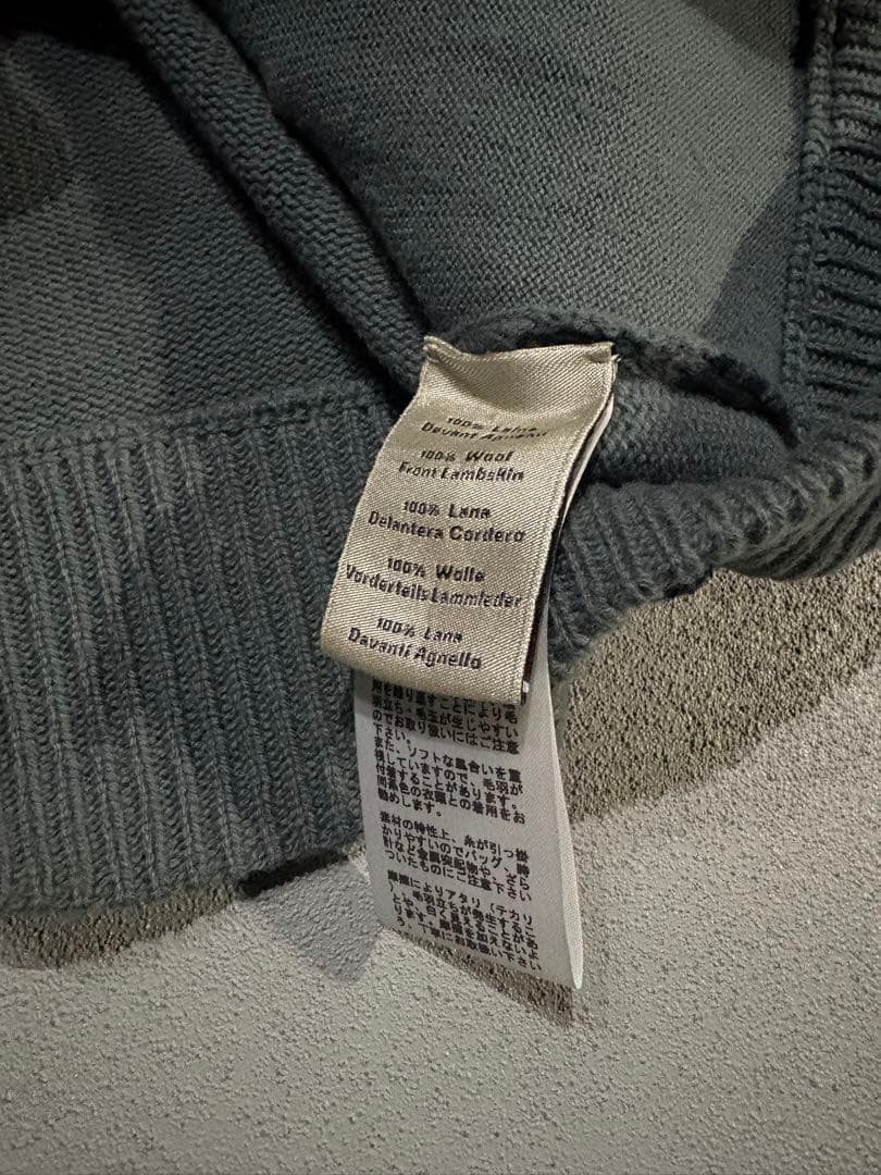 ジャケット・アウター HERMES suede leather ds knit green