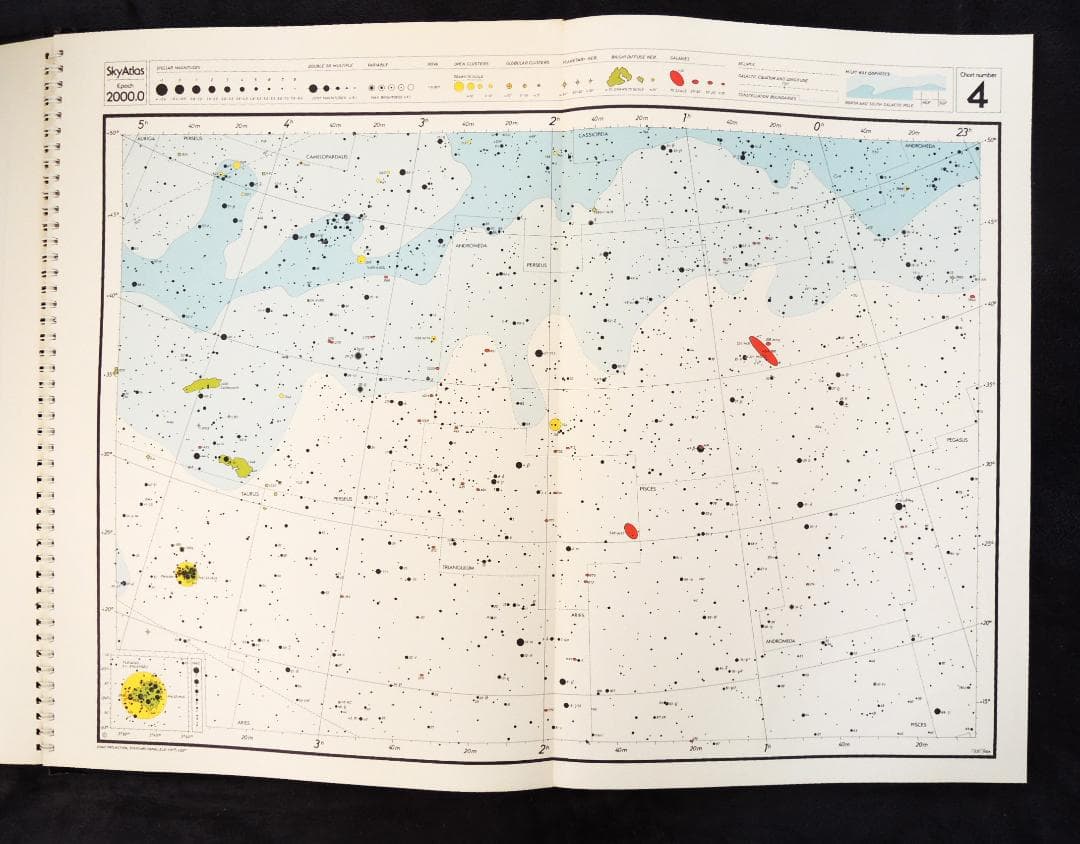 米国製大型カラー星図　\"SkyAtlas 2000\"　（めずらしい落丁版）