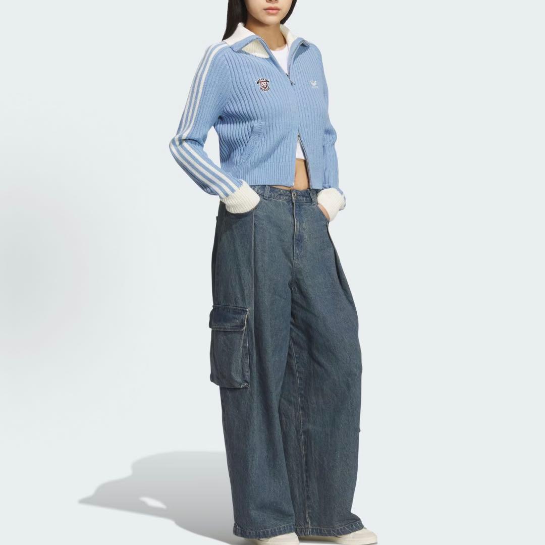 海外限定L Adidasジップアップ ニットジャケット KF0719