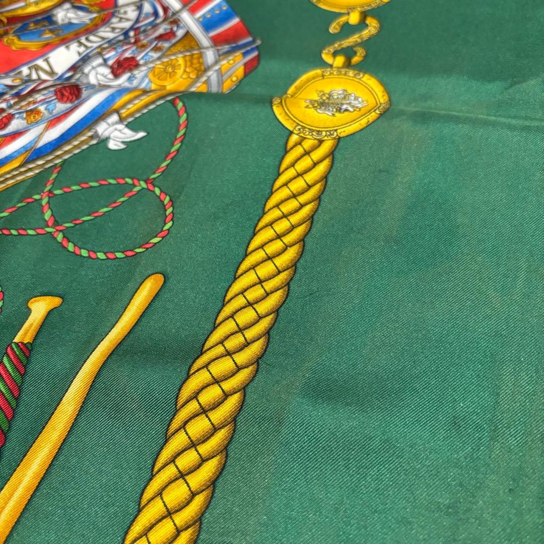 HERMES エルメス　カレ90 タンブールの太鼓　TAMBOURS グリーン