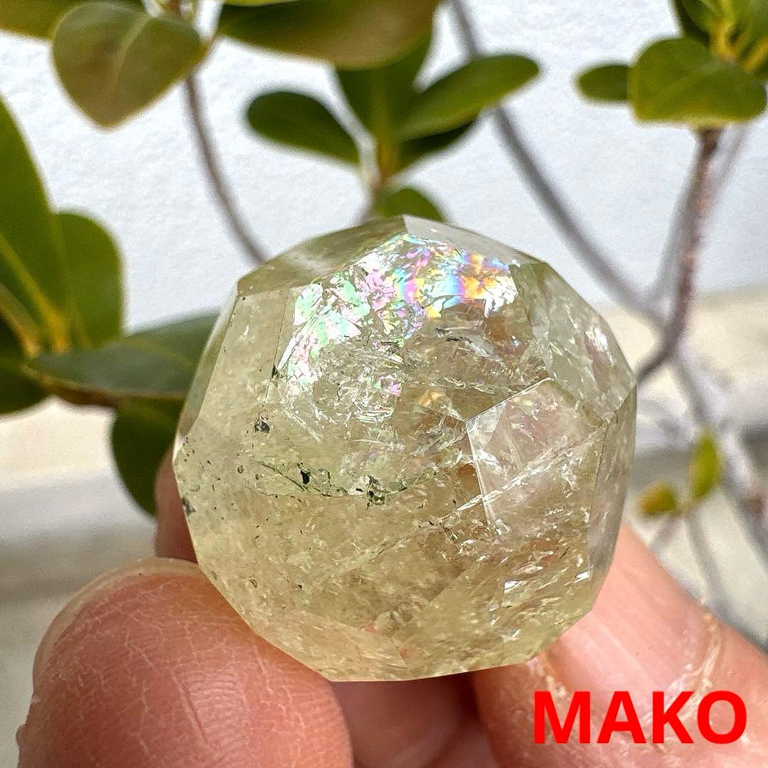 M1934☆シトリン多面体丸玉七星陣☆天然石　原石☆N50901- D
