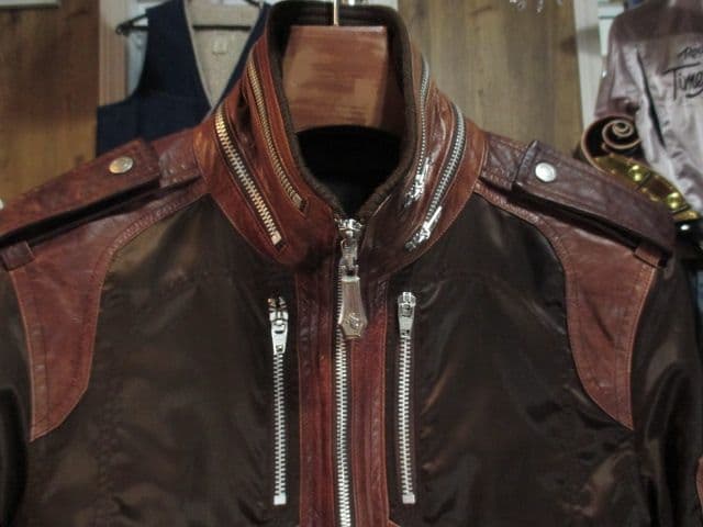 希少 カンガルーレザー LUV MAISON ナイロン×レザージャケット