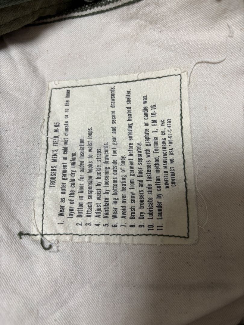 初期　60s M65 アルミジップ　USARMY ミリタリーパンツ