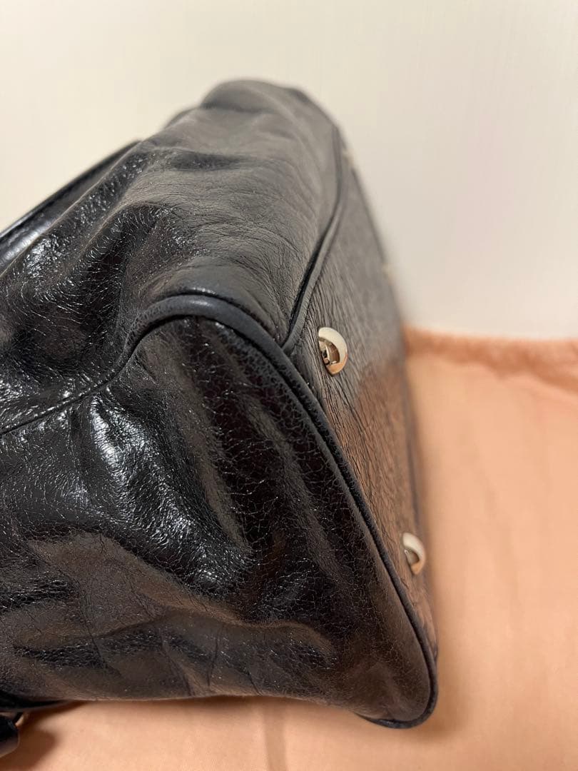 miumiu VITELLO LUX サイドリボン 2wayバッグ 黒