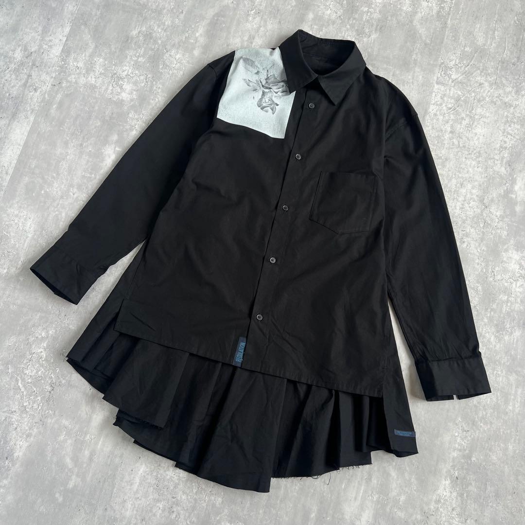 レギュレーション ヨウジヤマモト　フレアライン　フォトグラフィック　ロングシャツ