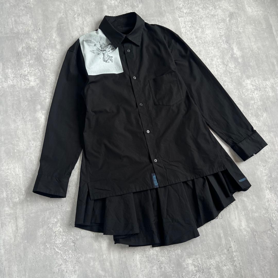 レギュレーション ヨウジヤマモト　フレアライン　フォトグラフィック　ロングシャツ