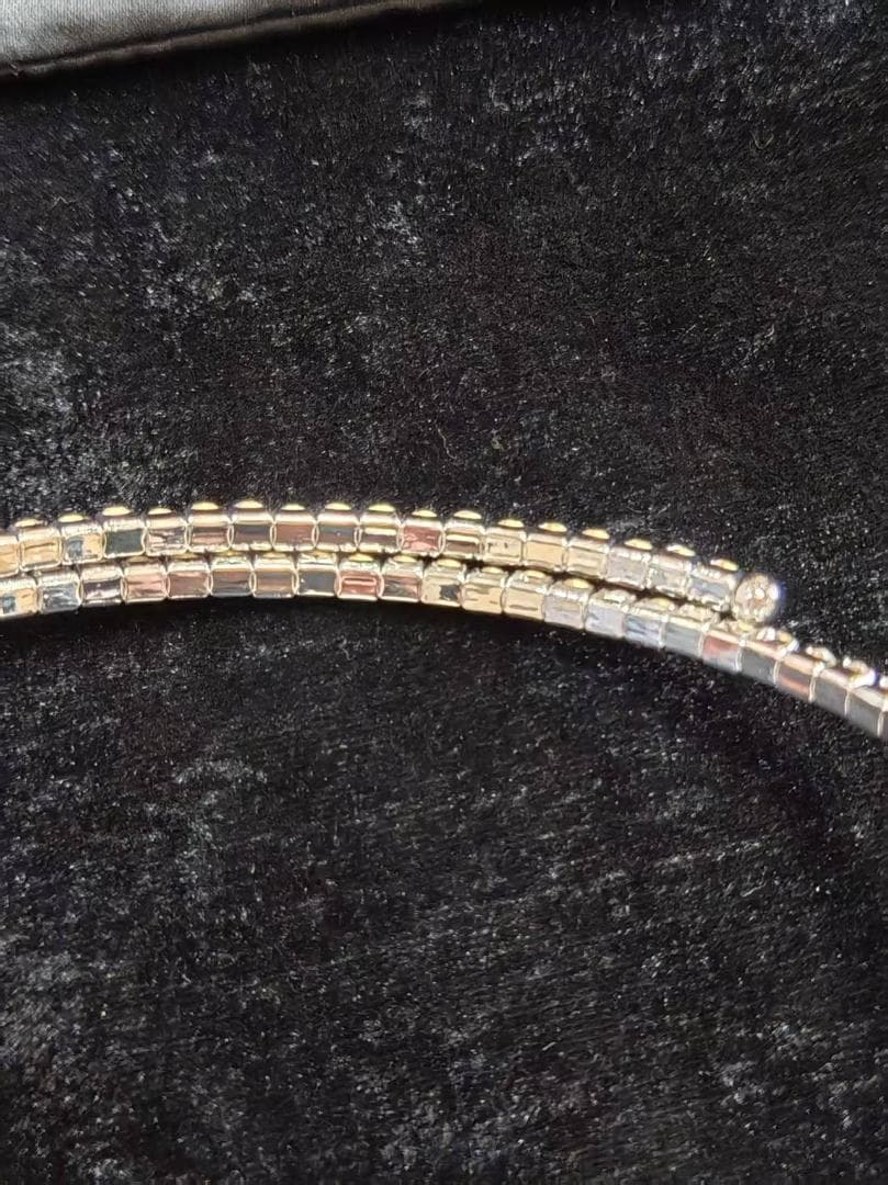 ミュウミュウ ロゴ クリスタル シルバーネックレス 美品